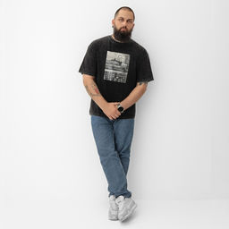 Футболка мужская MIST «Город» из вареного хлопка, черный, р-р L