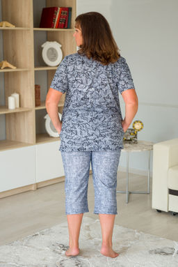 Пижама женская из футболки и бридж из кулирки Льняная палитра серый - Амадэль фото 3