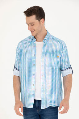 U. S. Polo Assn Мужская синяя рубашка в клетку