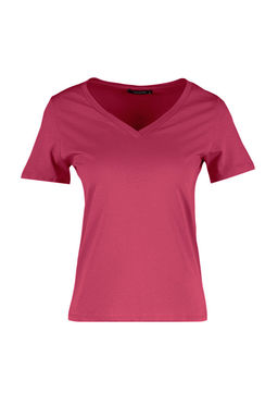 Pembe %100 Pamuk Basic V Yaka Orme T-Shirt TWOSS23TS00001