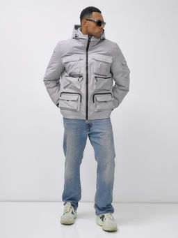 Куртка спортивная мужская зимняя с капюшоном светло-серого цвета 3222SS - Wonderrman фото 13