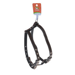 Шлейка кожаная Прогулочная, 1,5 см, ОШ35-50 см, ОГ 60-68 см, чёрный - Пижон фото 4