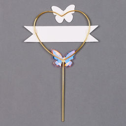 Топпер С днём рождения, бабочки в сердце, цвет розовый - Страна карнавалия фото 3