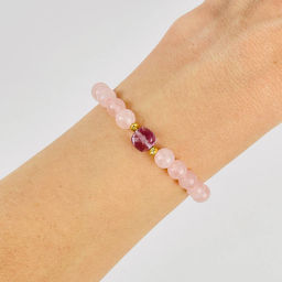 Браслет из Розового кварца и Аметиста 16 см