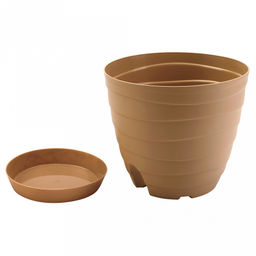 Горшок для цветов пластмассовый "Бриз" 2,7л, бежевый темный (Россия)