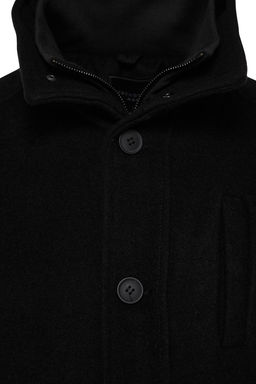Trendyolmilla Man Siyah Regular Fit Dik Yaka Yun Kar?s?ml? Kase K?sl?k Kaban TMNAW24KB00002  фото 9