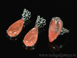 Кольцо Серьги с халцедоном имитация размер 18