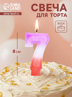 Цена за 10 шт. Свеча цифра для торта «7», 8×3.75×1 см