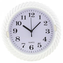 Часы настенные Виток времени д25,5см, h4см, циферблат белый; цифры арабские, черный; корпус пластик, белый; в коробке (Китай)