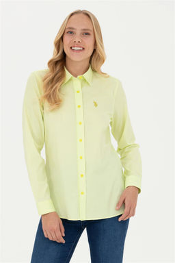 Женская неоново-желтая базовая рубашка с длинным рукавом Неожиданная скидка в корзине