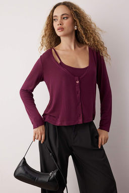Murdum Ici Atletli Onu Dugmeli Relaxed/Rahat Kal?p Orme Bluz TWOAW26BZ00186