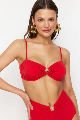 K?rm?z? Straplez Premium Aksesuarl? Mix&Match Bikini Ustu TBESS24BU00150