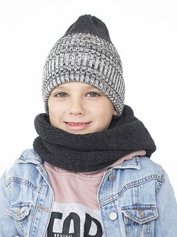 Шапка вязаная-резинка деми (Черный меланж и Черный-белый меланж) КЭП - Jumbi фото 2