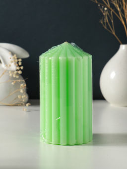 Свеча - цилиндр 7×14 см, 370 г, рифлёная, мята