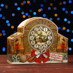 Цена за 5 шт. Подарочная коробка Каминные часы, 24 х 8,5 х 18,5 см