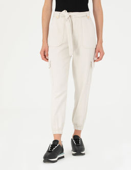 Krem Keten Kar___ml_ Jogger Fit Kanvas Pantolon