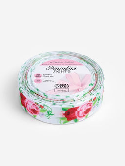 Лента репсовая Пионы, 25 мм, 181 м, разноцветная