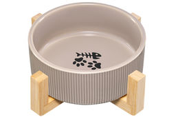 Миска для домашних питомцев 300 мл 12,5*12,5*6 см, с бамбуковой подставкой, серая - Elan gallery фото 5