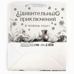 Пакет подарочный новогодний ламинированный «Приключений в новом году», тиснение, ML 23×27×11.5 см