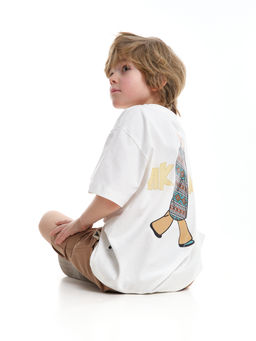 Футболка с принтом на спинке 22-9003 молочный - Mini maxi фото 11