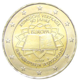 Монета 2 евро 2007 года F Германия  50 лет подписания Римского договора