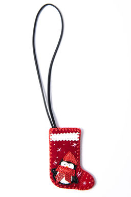 Брелок кожаный Сапожок Пингвин ДС-603.30 красный