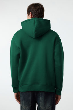 Zumrut Yesili Oversize/Genis Kesim Fermuarl? Kapusonlu Ici Polarl? Basic Sweatshirt TMNAW25SW00050