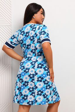 Халат женский из кулирки Марфа голубая ромашка макси - Амадэль фото 14