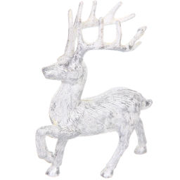 Цена за 2шт. Фигурка новогодняя "Зимний олень" 9.5*4.5*12 см, Серебро/белый