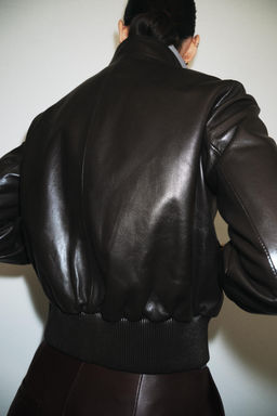 100% LEATHER BOMBER JACKET ZW COLLECTION - Zara фото 12