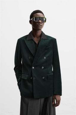 VELVET DOUBLE-BREASTED BLAZER - Zara фото 2