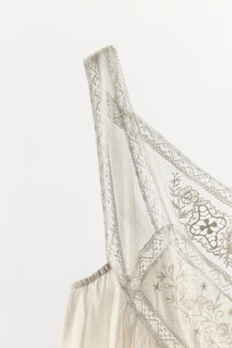 VESTIDO PLIEGUES BORDADOS FLORALES / Blanco roto - Zara фото 15