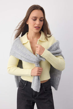 Wardrobe Essentials Gri Yumusak Dokulu Fermuarl? Triko H?rka | TWOAW26HI00177 - Trendyolmilla фото 9