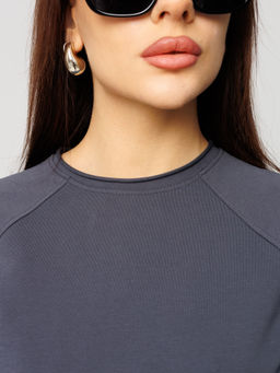 Женское платье с рукавом реглан из футера 2-х нитки графит ВП-11 (33)