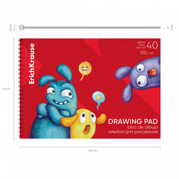 Цена за 4 шт. Альбом для рисования на спирали ErichKrause Jolly Friends, А4, 40 листов, микроперфорация  фото 4