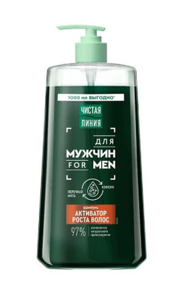 ЧИСТ.ЛИНИЯ д/волос шампунь 1000мл Для мужчин д/роста волос с перечной мятой и кофеином