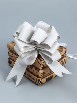 Цена за 20 шт. Подарочный бант - шар №4.5, серебро, для упаковки подарков