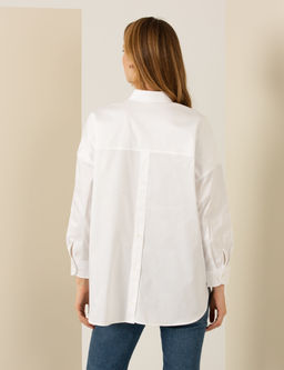 Beyaz Oversize Uzun Kollu G_mlek