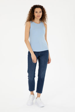 Женская голубая базовая футболка - U.s. polo assn фото 4