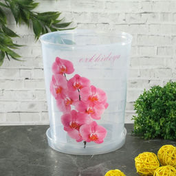 Цена за 2 шт. Горшок для орхидей с поддоном, 1.2 л, пластиковый, прозрачный, МИКС