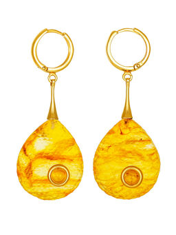 Необычные серьги из натурального янтаря Марс