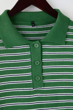 Wardrobe Essentials Yesil Premium Iplik/Ozel Iplikli Genis Kal?p Cizgili Triko Kazak TWOAW26KZ00195