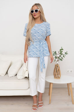 Блузка Элиза (белый/голубой) Б11-253/4 - Николь фото 4