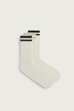 CALCETINES RIB BANDAS PACK 3 / Blanco roto