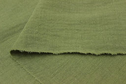 Муслин двухслойный с эффектом жатости цв.Светло-зеленый хаки, ш.1.4м, хлопок-100%, 110гр/м.кв - Купава фото 2
