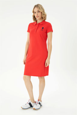 Женское красное трикотажное платье - U.s. polo assn фото 8