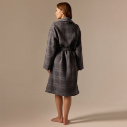 Халат вафельный женский SL HOME: Chess «Гри Сандре», размер S, хлопок 100%, тёмно-серый