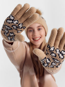 Перчатки детские с леопардовым узором