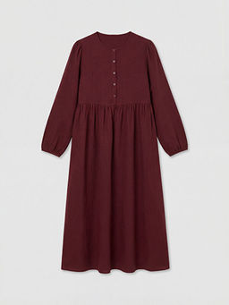 Bisiklet Yaka B?zg?l? M?slin Elbise