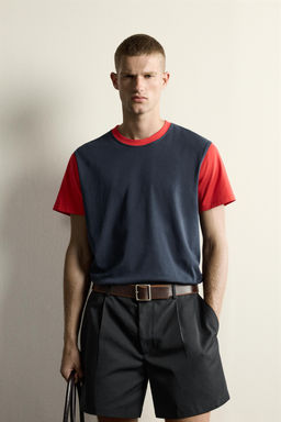 CAMISETA REGULAR FIT COLOR BLOCK / rojo/marino - Zara фото 2